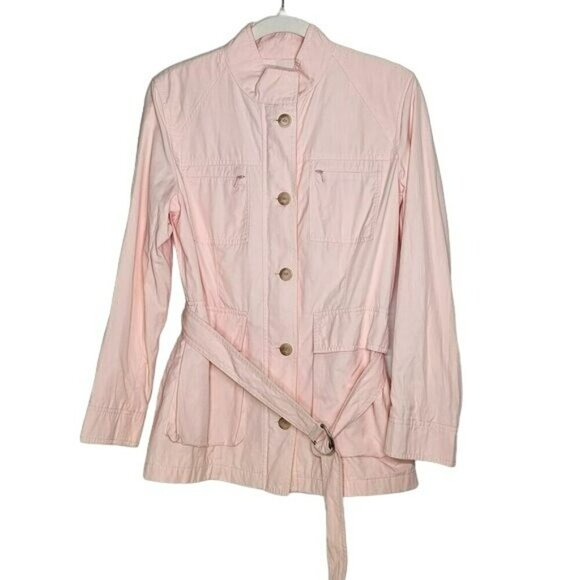 J.Jill Soft Pink Trench Style Jacket Fully Lined Belted‎ With 4 Pockets sz XS - Picture 1 of 16